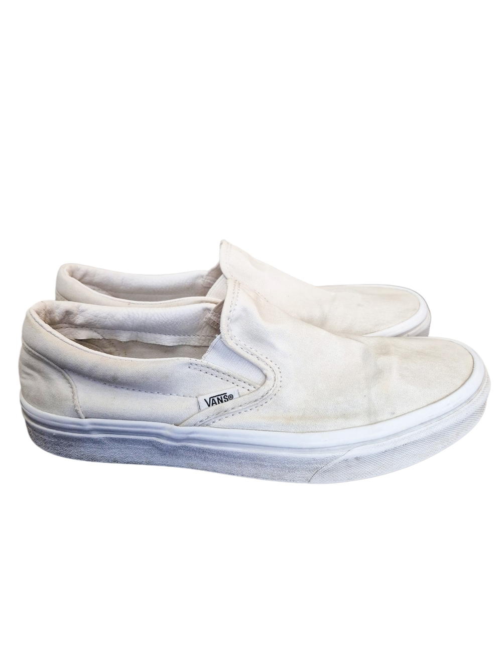 Vans Classic Slip-On White Canvas Shoes Women's 8.5 Men's 7 Skate Casual